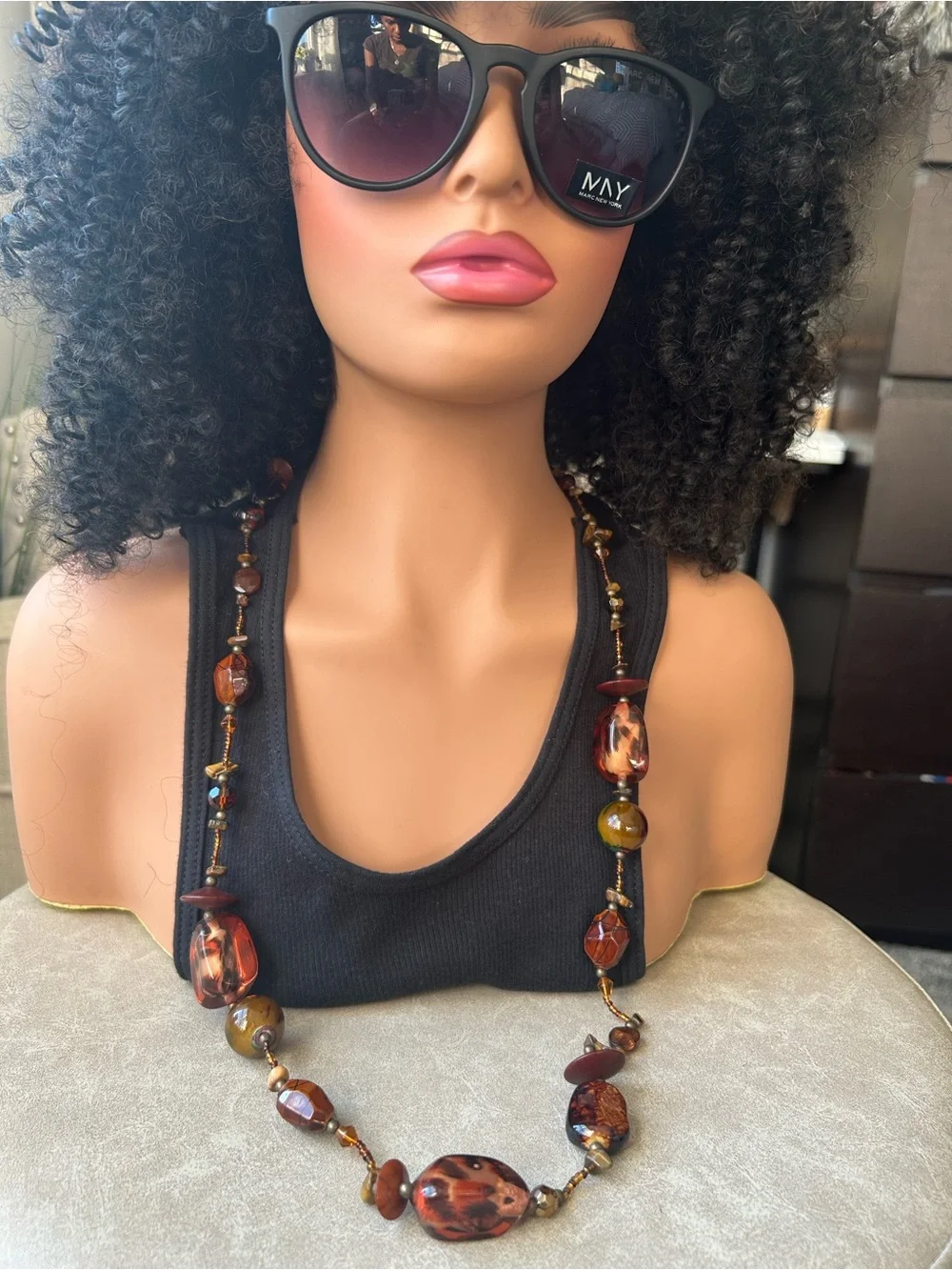✨Vintage Handcrafted Brown & Amber Beaded Women’s Necklace